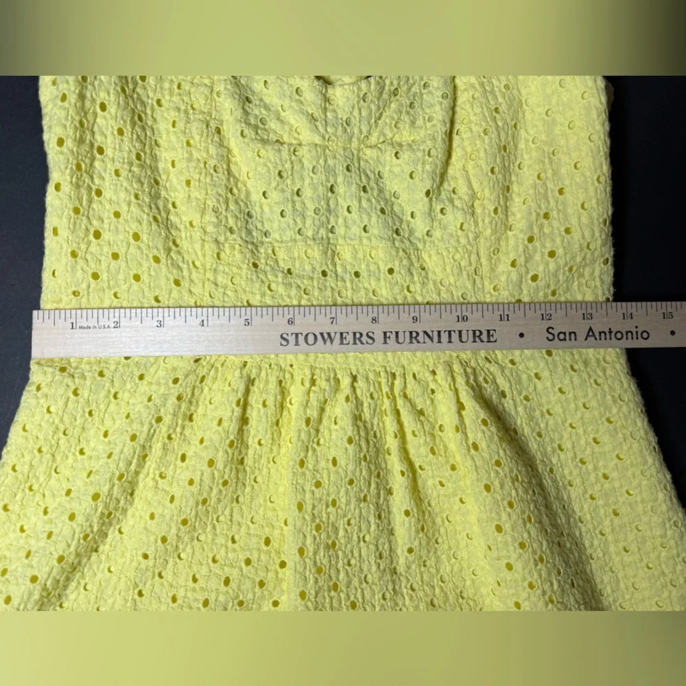 Vintage Cynthia Steffe yellow eyelet sundress Sz 8 made USA cotton fit flare - Picture 9 of 9